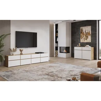 Obývací stěna Nábytek do obývacího pokoje CROSS 2 dub Wotan/bílá