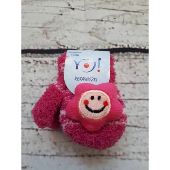 Rukavice YO! Zimní kojenecké froté rukavičky - kytička 10cm