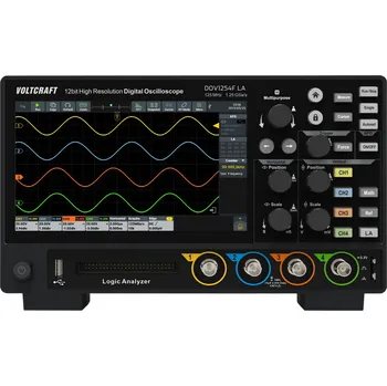 Multimetr VOLTCRAFT DOV1254F LA digitální osciloskop 125 MHz, 4kanálový, 1.25 GSa/s, 100 Mpts, 12 Bit, s pamětí (DSO), generátor funkcí, logický analyzátor, 1 ks,