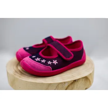 Dívčí bačkory 3F Přezůvky 3BE2/4 květy fuchsiová Velikost: 26