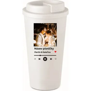 Velký termohrnek na kávu s vlastní fotkou Hudební přehravač (475 ml)
