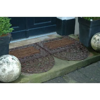 Litinová rohožka ORNAMENT BEST FOR BOOTS, s hrubou kokos. výplní, hnědá, 74x46cm|Esschert Design