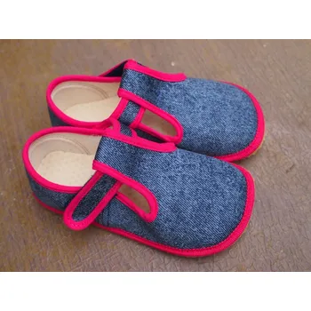 Dívčí bačkory Beda Přezůvky barefoot - Pink denim (BF 060010/W) Velikost: 25