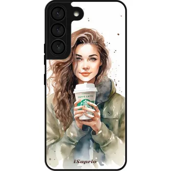 Pouzdro na mobilní telefon Lesklé pouzdro iSaprio pro Samsung Galaxy S22 5G - Girl With Latte (Lesklé pouzdro, kryt, obal iSaprio Exclusive na mobil Samsung Galaxy S22 5G s motivem Girl With Latte - elegantní skleněný vzhled, skvělá ochrana mobilu a luxusní styl, vyrobeno v Česku)