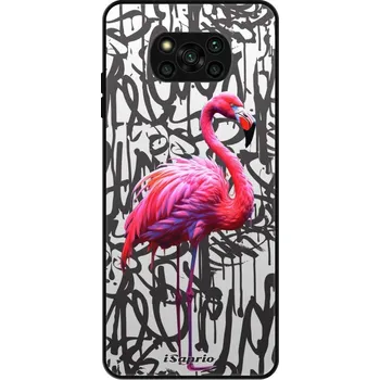 Pouzdro na mobilní telefon Lesklé pouzdro iSaprio pro Xiaomi Poco X3 Pro / X3 NFC - Flamingo Graffiti (Lesklé pouzdro, kryt, obal iSaprio Exclusive na mobil Xiaomi Poco X3 Pro / X3 NFC s motivem Flamingo Graffiti - elegantní skleněný vzhled, skvělá ochrana mobilu a luxusní styl,)