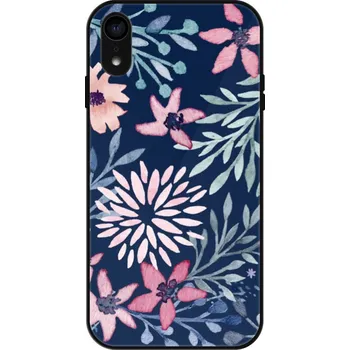 Pouzdro na mobilní telefon Lesklé pouzdro iSaprio pro Apple iPhone XR - Leaves on Blue (Lesklé pouzdro, kryt, obal iSaprio Exclusive na mobil Apple iPhone XR s motivem Leaves on Blue - elegantní skleněný vzhled, skvělá ochrana mobilu a luxusní styl, vyrobeno v Česku)