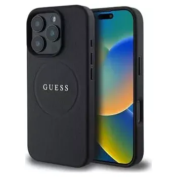 Pouzdro na mobilní telefon Guess PU Grained Classic Logo MagSafe Zadní Kryt pro iPhone 16 Pro Black