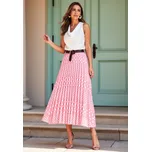 Světle růžová dámská plisovaná midi sukně s puntíky M1155 Pink Velikost: S/M