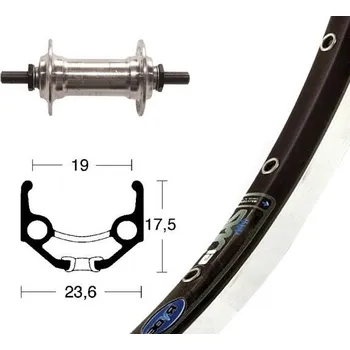 Zapletené kolo OEM přední zapletené kolo 28x1.75' Starr pevná osa Rigida Zac 19 (černá/stříbrná)