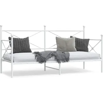 Postel vidaXL Denní postel bez matrace Bílá 75x190 cm Ocelová