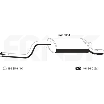 Tlumič výfuku Zadní tlumič výfuku ERNST 540124