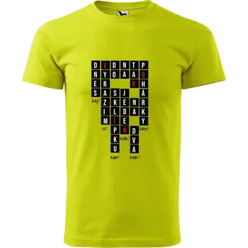 Pánské oblečení DOBRÝ TRIKO Pánské tričko s potiskem Víno křížovka Velikost: XS, Barva: Limetková