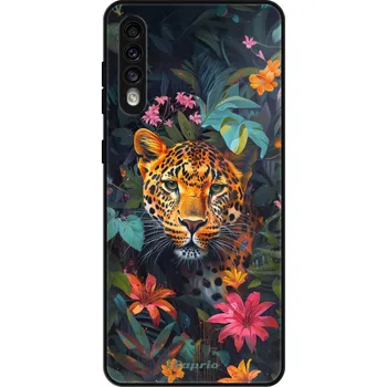 Pouzdro na mobilní telefon Lesklé pouzdro iSaprio pro Samsung Galaxy A50 - Flower Jaguar (Lesklé pouzdro, kryt, obal iSaprio Exclusive na mobil Samsung Galaxy A50 s motivem Flower Jaguar - elegantní skleněný vzhled, skvělá ochrana mobilu a luxusní styl, vyrobeno v Česku)