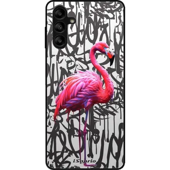 Pouzdro na mobilní telefon Lesklé pouzdro iSaprio pro Samsung Galaxy A13 5G / A04s - Flamingo Graffiti (Lesklé pouzdro, kryt, obal iSaprio Exclusive na mobil Samsung Galaxy A13 5G / A04s s motivem Flamingo Graffiti - elegantní skleněný vzhled, skvělá ochrana mobilu a luxusní styl,)