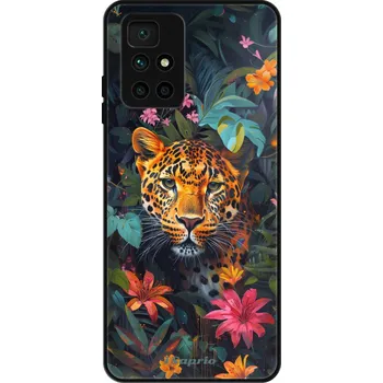 Pouzdro na mobilní telefon Lesklé pouzdro iSaprio pro Xiaomi Redmi 10 - Flower Jaguar (Lesklé pouzdro, kryt, obal iSaprio Exclusive na mobil Xiaomi Redmi 10 s motivem Flower Jaguar - elegantní skleněný vzhled, skvělá ochrana mobilu a luxusní styl, vyrobeno v Česku)