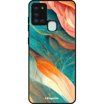 Pouzdro na mobilní telefon Lesklé pouzdro iSaprio pro Samsung Galaxy A21s - Abstract Marble (Lesklé pouzdro, kryt, obal iSaprio Exclusive na mobil Samsung Galaxy A21s s motivem Abstract Marble - elegantní skleněný vzhled, skvělá ochrana mobilu a luxusní styl, vyrobeno v Česku)