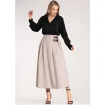 Béžová dámská elegantní midi sukně s bočními pásky a přezkami M1156 Beige Velikost: S/M