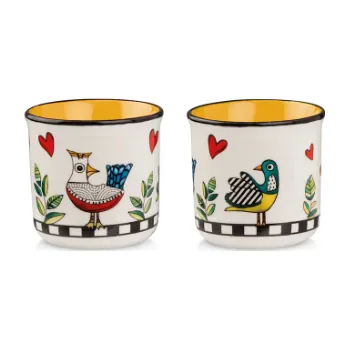 Egan Cocoricò Sada 2 mini hrnků 90 ml žlutá