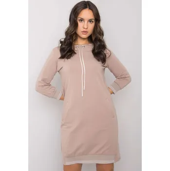 Dámské šaty RUE PARIS Bavlněné šaty s kapsami béžové Velikost: L/XL