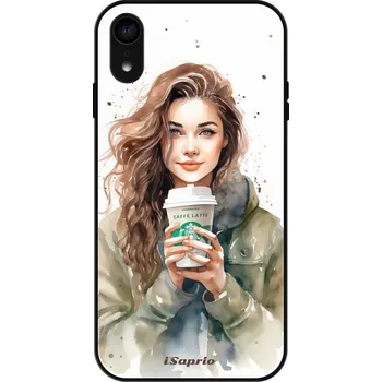 Pouzdro na mobilní telefon Lesklé pouzdro iSaprio pro Apple iPhone XR - Girl With Latte (Lesklé pouzdro, kryt, obal iSaprio Exclusive na mobil Apple iPhone XR s motivem Girl With Latte - elegantní skleněný vzhled, skvělá ochrana mobilu a luxusní styl, vyrobeno v Česku)