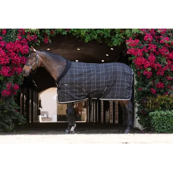 Sport Deka stájová Rhino Original Pony, 100 g, black/grey/white check & grey Délka zad: 80 cm