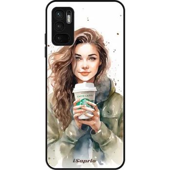 Pouzdro na mobilní telefon Lesklé pouzdro iSaprio pro Xiaomi Redmi Note 10 5G - Girl With Latte (Lesklé pouzdro, kryt, obal iSaprio Exclusive na mobil Xiaomi Redmi Note 10 5G s motivem Girl With Latte - elegantní skleněný vzhled, skvělá ochrana mobilu a luxusní styl, vyrobeno v Čes