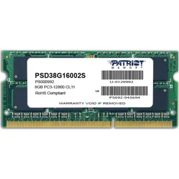 Operační paměť PATRIOT Signature 8GB DDR3 1600MHz / SO-DIMM / CL11 / PC3-12800 PSD38G16002S