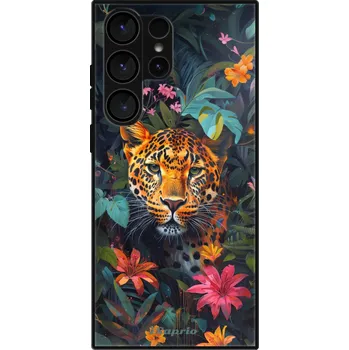 Pouzdro na mobilní telefon Lesklé pouzdro iSaprio pro Samsung Galaxy S23 Ultra - Flower Jaguar (Lesklé pouzdro, kryt, obal iSaprio Exclusive na mobil Samsung Galaxy S23 Ultra s motivem Flower Jaguar - elegantní skleněný vzhled, skvělá ochrana mobilu a luxusní styl, vyrobeno v Česku