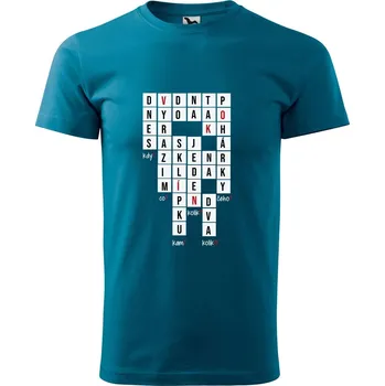 Pánské tričko DOBRÝ TRIKO Pánské tričko s potiskem Víno křížovka Velikost: 4XL, Barva: Petrolejová