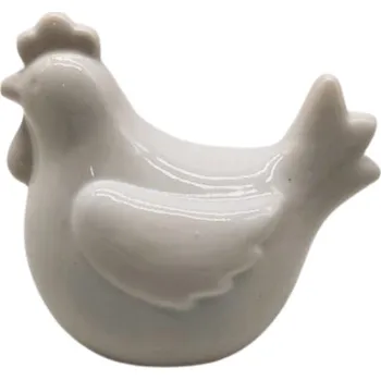 Velikonoční dekorace Keramická slepice 7,3 cm bílá