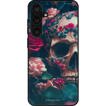 Pouzdro na mobilní telefon Lesklé pouzdro iSaprio pro Samsung Galaxy S24 Plus - Skull in Roses (Lesklé pouzdro, kryt, obal iSaprio Exclusive na mobil Samsung Galaxy S24 Plus s motivem Skull in Roses - elegantní skleněný vzhled, skvělá ochrana mobilu a luxusní styl, vyrobeno v Česku
