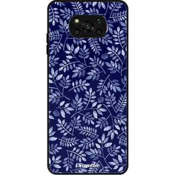 Pouzdro na mobilní telefon Lesklé pouzdro iSaprio pro Xiaomi Poco X3 Pro / X3 NFC - Blue Leaves 05 (Lesklé pouzdro, kryt, obal iSaprio Exclusive na mobil Xiaomi Poco X3 Pro / X3 NFC s motivem Blue Leaves 05 - elegantní skleněný vzhled, skvělá ochrana mobilu a luxusní styl, vyrobeno
