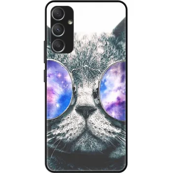 Pouzdro na mobilní telefon Lesklé pouzdro iSaprio pro Samsung Galaxy A34 5G - Galaxy Cat (Lesklé pouzdro, kryt, obal iSaprio Exclusive na mobil Samsung Galaxy A34 5G s motivem Galaxy Cat - elegantní skleněný vzhled, skvělá ochrana mobilu a luxusní styl, vyrobeno v Česku)