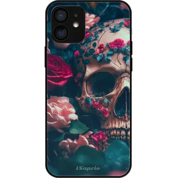 Pouzdro na mobilní telefon Lesklé pouzdro iSaprio pro Apple iPhone 12 - Skull in Roses (Lesklé pouzdro, kryt, obal iSaprio Exclusive na mobil Apple iPhone 12 s motivem Skull in Roses - elegantní skleněný vzhled, skvělá ochrana mobilu a luxusní styl, vyrobeno v Česku)
