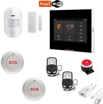 Sada domovního alarmu Wi-Fi/GSM alarm systém TUYA PST-H502-4G+Tlačítka SOS pro přivolání pomoci