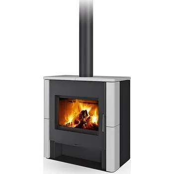 Krbová kamna ROMOTOP TELDE keramika hladká holubí šeď 51502 - krbová kamna s teplovodním výměníkem