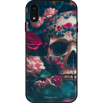 Pouzdro na mobilní telefon Lesklé pouzdro iSaprio pro Apple iPhone XR - Skull in Roses (Lesklé pouzdro, kryt, obal iSaprio Exclusive na mobil Apple iPhone XR s motivem Skull in Roses - elegantní skleněný vzhled, skvělá ochrana mobilu a luxusní styl, vyrobeno v Česku)