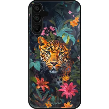 Pouzdro na mobilní telefon Lesklé pouzdro iSaprio pro Samsung Galaxy A15 / A15 5G - Flower Jaguar (Lesklé pouzdro, kryt, obal iSaprio Exclusive na mobil Samsung Galaxy A15 / A15 5G s motivem Flower Jaguar - elegantní skleněný vzhled, skvělá ochrana mobilu a luxusní styl, vyrobeno v