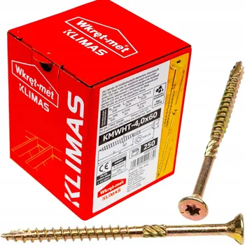 Vrut Klimas Wkret-Met TX 4x60mm - 250 ks - Vruty do dřeva se zápustnou hlavou, WKCS