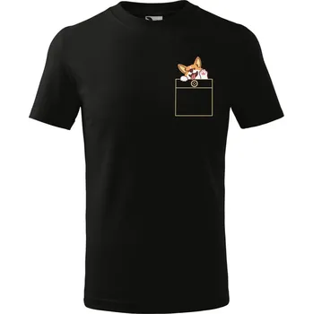 Chlapecké tričko DOBRÝ TRIKO Dětské tričko s potiskem Pejsek v kapse Velikost: 158/12 let, Barva: Černá