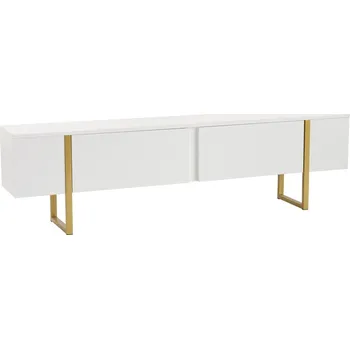 Televizní stolek Televizní stolek SOLFIR, bílá/zlatá + vyzvednutí ZDARMA