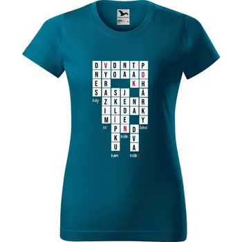 Dámské tričko DOBRÝ TRIKO Dámské tričko s potiskem Víno křížovka Barva: Petrolejová, Velikost: L