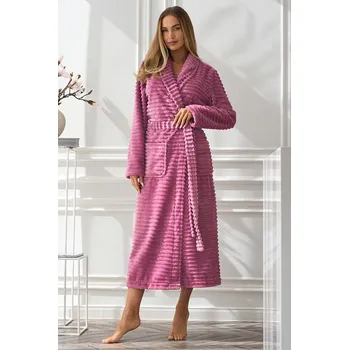 Dámské noční prádlo Dámský župan Ritta dlouhý starorůžový XXL