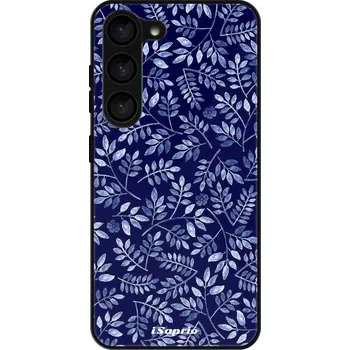 Pouzdro na mobilní telefon Lesklé pouzdro iSaprio pro Samsung Galaxy S23 5G - Blue Leaves 05 (Lesklé pouzdro, kryt, obal iSaprio Exclusive na mobil Samsung Galaxy S23 5G s motivem Blue Leaves 05 - elegantní skleněný vzhled, skvělá ochrana mobilu a luxusní styl, vyrobeno v Česku)