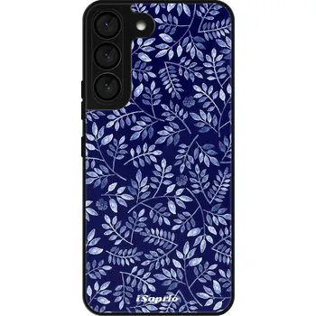 Pouzdro na mobilní telefon Lesklé pouzdro iSaprio pro Samsung Galaxy S22 5G - Blue Leaves 05 (Lesklé pouzdro, kryt, obal iSaprio Exclusive na mobil Samsung Galaxy S22 5G s motivem Blue Leaves 05 - elegantní skleněný vzhled, skvělá ochrana mobilu a luxusní styl, vyrobeno v Česku)