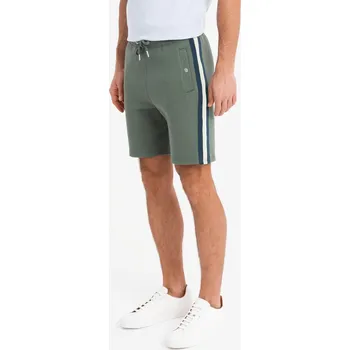 Pánské kraťasy Pánské teplákové šortky s lemováním a žebrovaným pasem - olivová V2 OM-SRSK-0156 - M