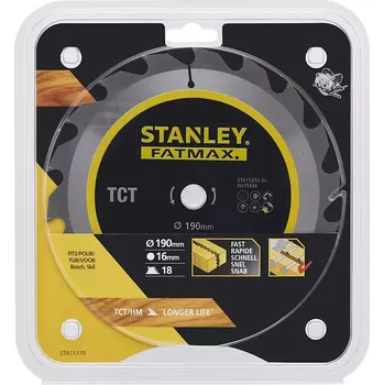 Pilový kotouč STA15370 Pilový kotouč TCT/HM brousitelný pro podélné řezy 190 x 16 mm, 18 zubů Stanley