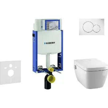 Geberit Kombifix - Modul pro závěsné WC s tlačítkem Sigma01, alpská bílá + Tece One - sprchovací toaleta a sedátko, Rimless, SoftClose 110.302.00.5 NT1