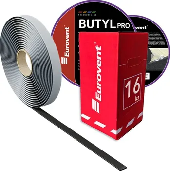 Lepicí páska Eurovent 15mm x 25m (1mm hr.) - 1 Kartón (16ks) - Butylová páska pro spojování produktů na bázi plastů - Oboustranná BUTYL