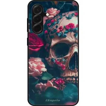 Pouzdro na mobilní telefon Lesklé pouzdro iSaprio pro Samsung Galaxy A36 5G - Skull in Roses (Lesklé pouzdro, kryt, obal iSaprio Exclusive na mobil Samsung Galaxy A36 5G s motivem Skull in Roses - elegantní skleněný vzhled, skvělá ochrana mobilu a luxusní styl, vyrobeno v Česku)